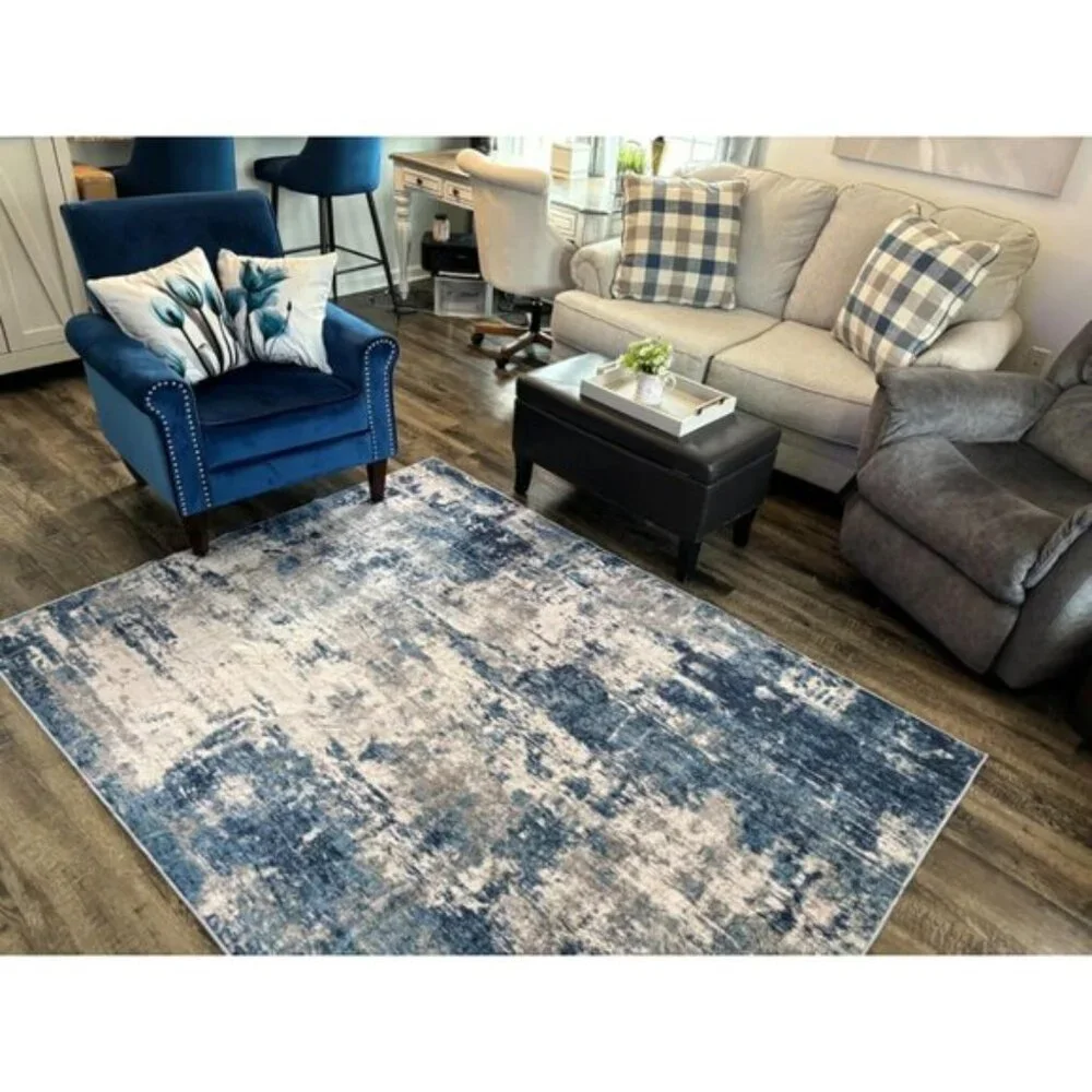 New 5x7 Washable Area Rug Modern Abstract Non-Slip Carpet for Living Room